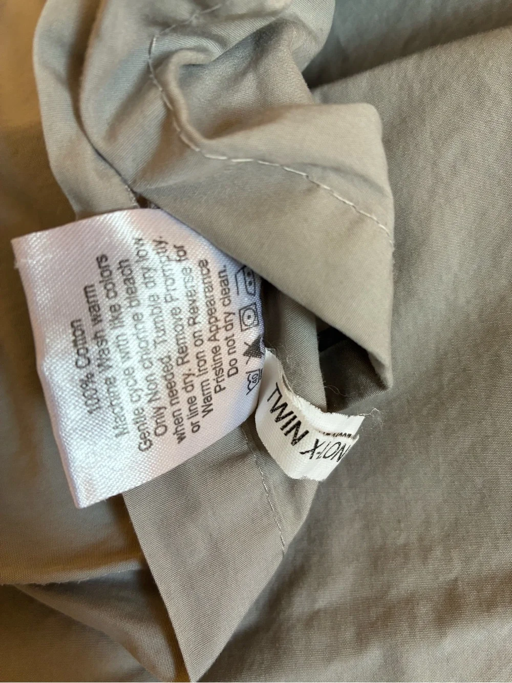The Company Store XL Twin Light Gray Cotton Duvet Cover Ivory Comforter Std Sham